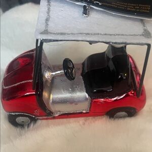 Robert Stanley Red and Silver Golf Cart Ornament